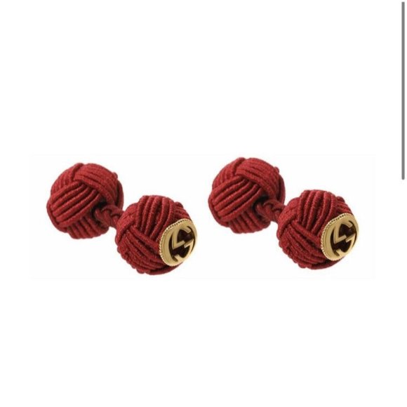 NEW Gucci Interlocking G rope cufflinks RED GG - Picture 1 of 2